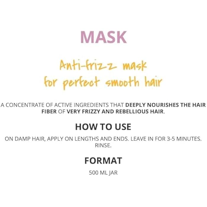 Yellow Liss Mask with Keratin And Amaranth Oil For Wavy And Straight Hair- 500Ml - Image 2